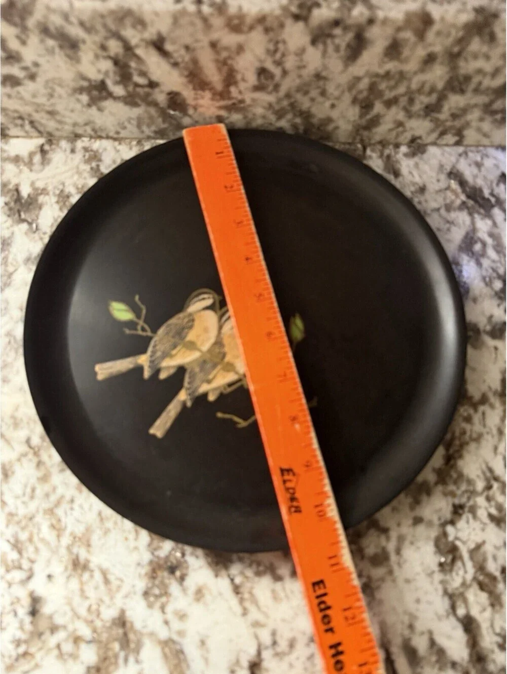 Vintage Couroc Monterey California Round Tray Chickadees on Branch MCM